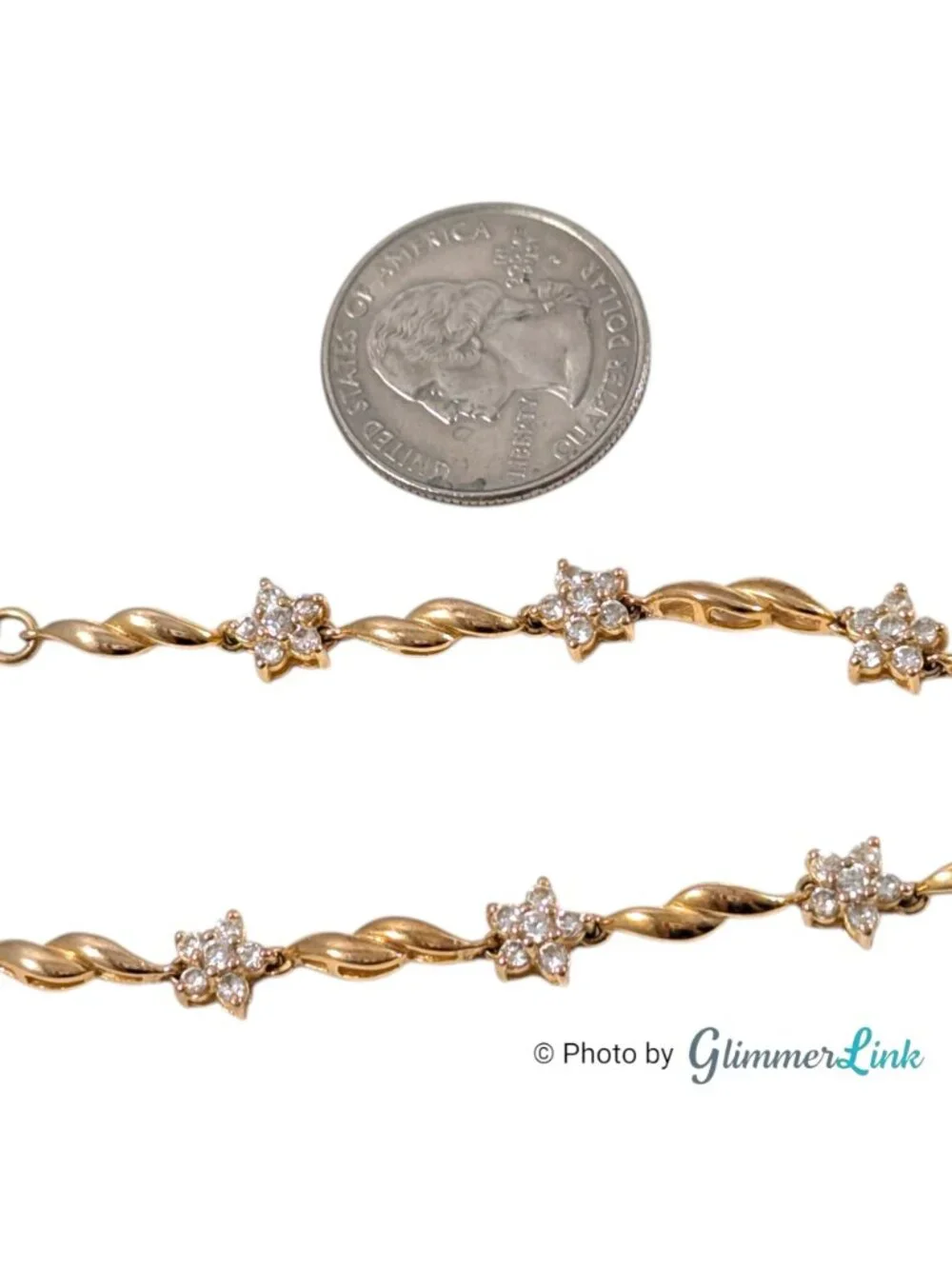 Ross Simons Gold Plated 925 Sterling CZ Floral Link Bracelet - Picture 4 of 10